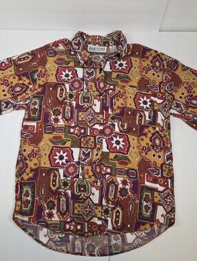 ​Vintage Workwear Clothing Co. Geometric Print Rayon Shirt - Size M